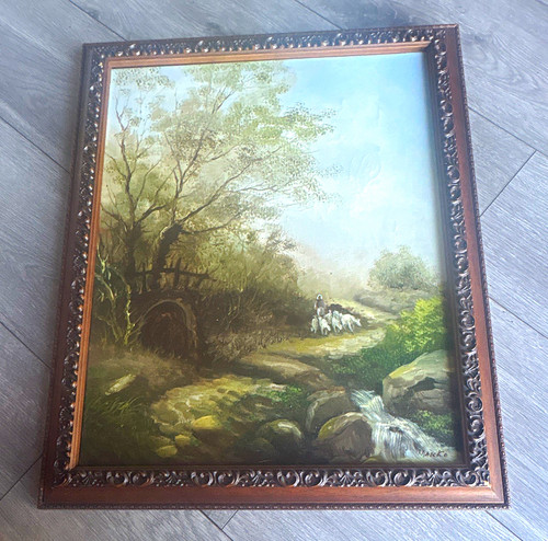 Framed landscape painting - framed,