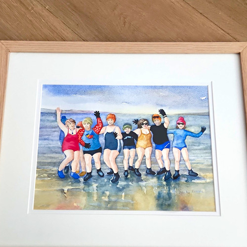 Swimmers waving beach - swimmers,