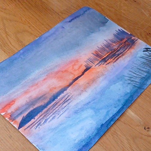 Abstract watercolour sunset - abstract,