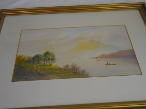 Framed watercolour coastal - framed,