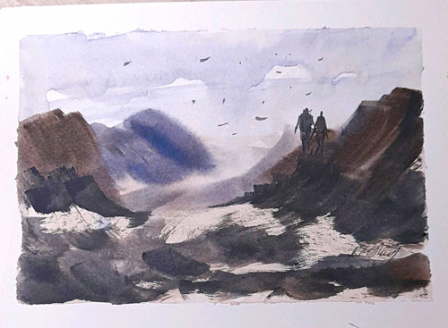 Signed landscape watercolour - signed,