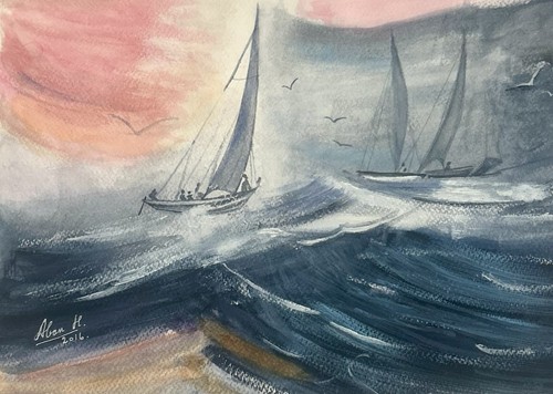 Seascape water colour painting - seascape,